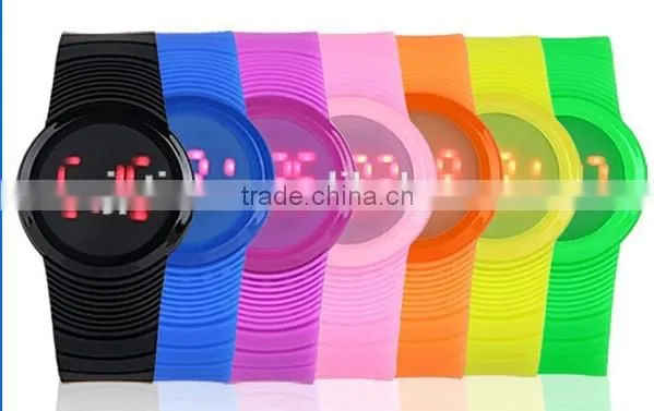 Women men Waterproof Touch Screen LED Digatal Silicone Jelly Watch Student Boy