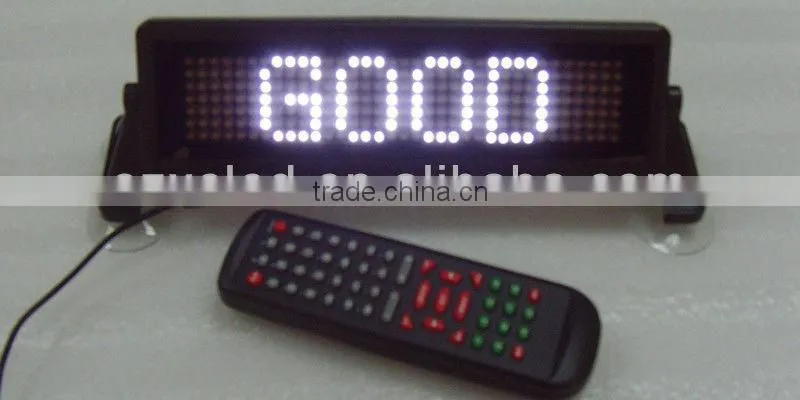 5V/12V+Black plastic frame+ Remote control&PC sofoware communication+ Semi-outdoor+Front&Rear window+W Co.+LED car display board