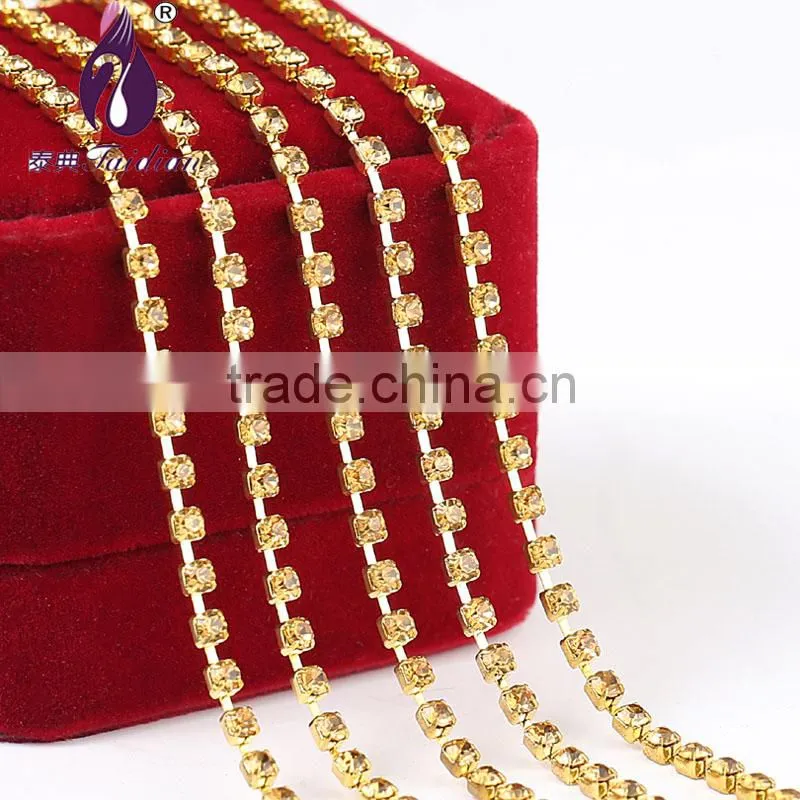 ss10 2.7-2.8mm silver Single row Rhinestone cup chain for Bags,Shoes,Garment Decoration