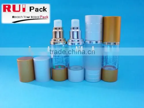 plastic airless bottle with display box, plastic airless cream bottle