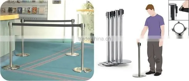 Stainless steel Quality U shaped stackable retractable belt stanchions