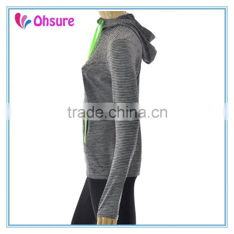 90% nylon 10% spandex womens sports jacket dry fit strip gym jacket