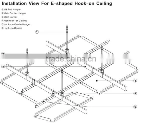Superior Quality E - shaped Aluminum Metal Square Ceiling Tiles Decoration