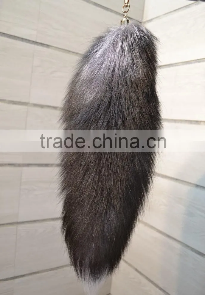 High quality real fox tail fur keychain
