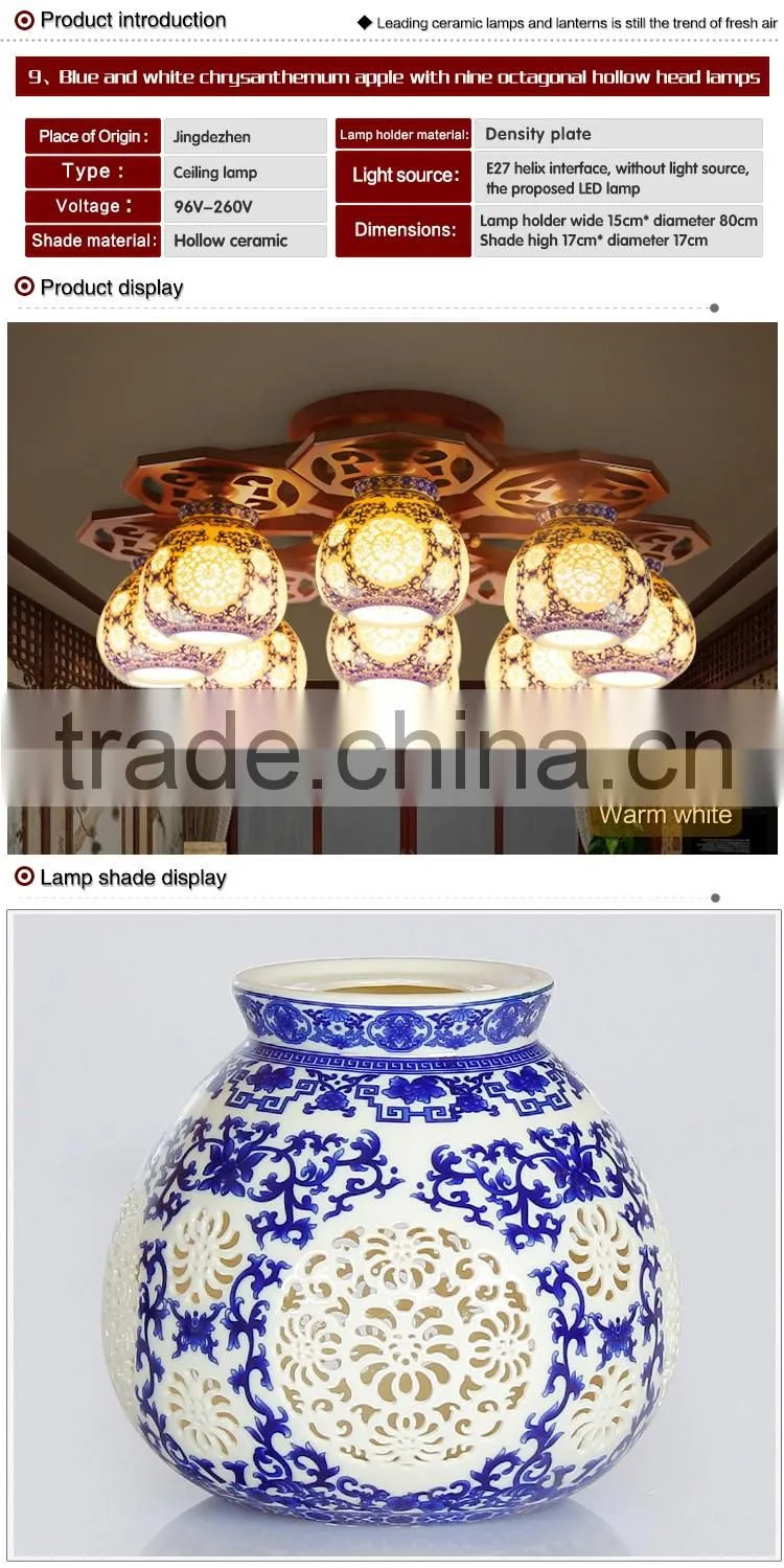 LED Morden Ceiling Light Beautiful Chandelier Jingdezhen Porcelain Light 9Head for Dining Bedroom Hotel Ceramic Lamp