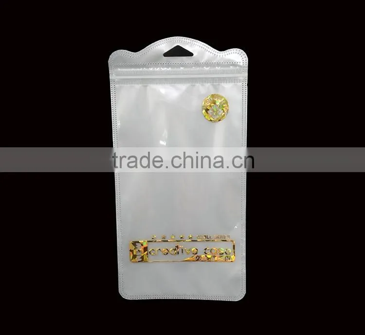 cellphone case plastic packaging sleeve poly zipper of the hot stamping print