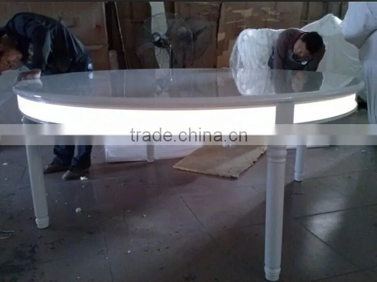 1.8m solid wooden round dining table with LED lighting stips