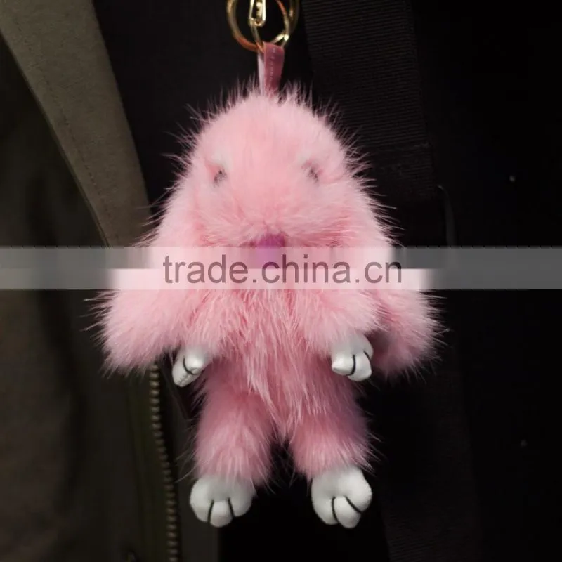 bear shape mink fur keyring/ lovely shape pendant/ rex mink fur rabbit