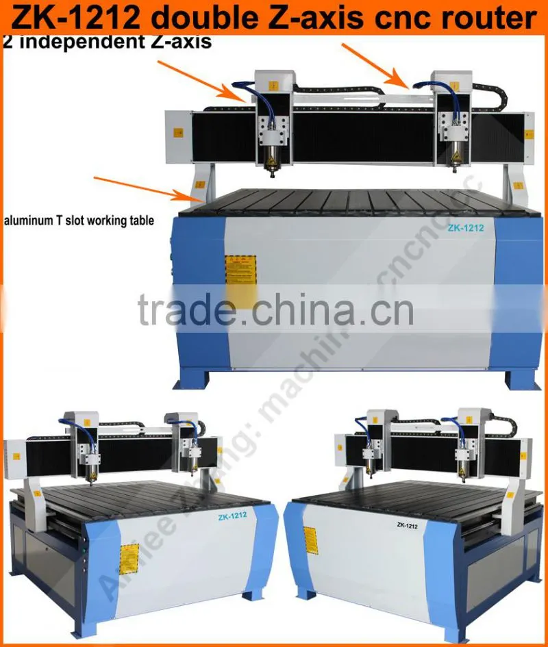 2 Heads Advertising CNC Router Machine with 2 Rotary Axis 1212 Model
