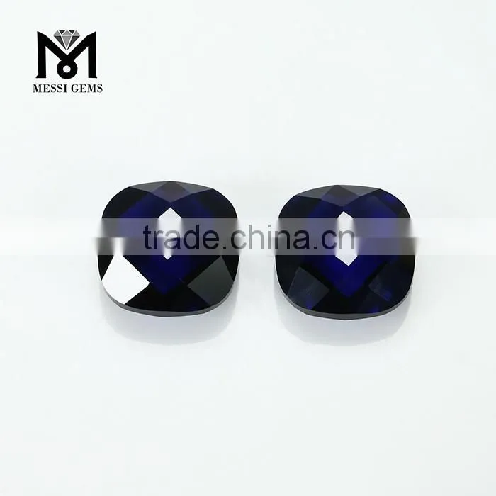 Double Briolette Faceted Gemstone 34# Sapphire Cushion 12x12 Synthetic Corundum