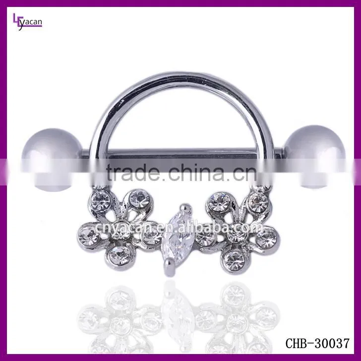 Fashionable Stainless Steel 16g Chain Nipple Piercing
