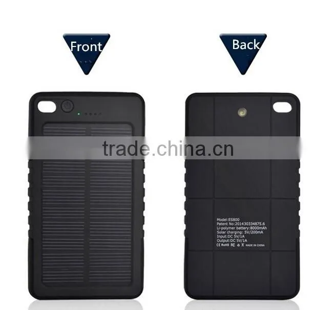 Made in china waterproof solar mobile charger solar battery charger 8000mah