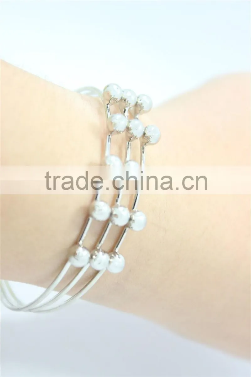 Silver Bracelet Designs Adjustable Cuff Jewelry Three Layered Silver Ball Handmade Bracelet For Women For 2016New Intrend style