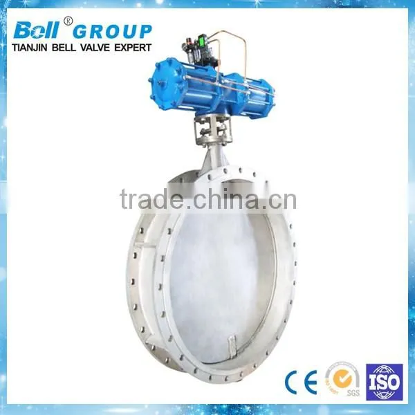 stainless steel 3 offset butterfly valve with pneumatic actuator