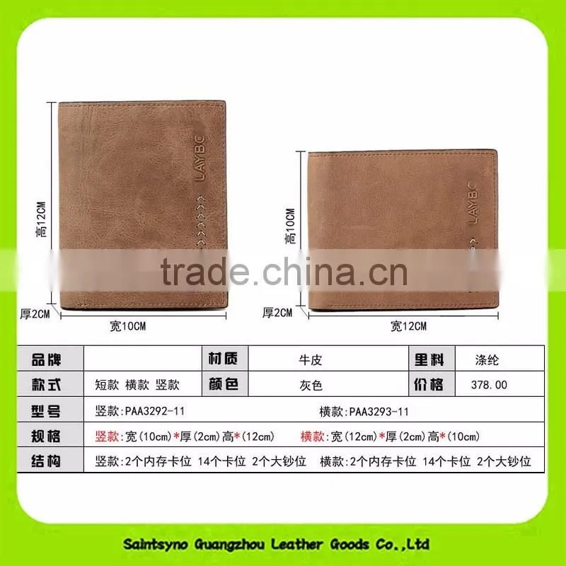 Fashion Vintage Men Leather Bifold Wallet Genuine Leather Wallet 16413