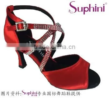 Red latin shoes with crystal stones