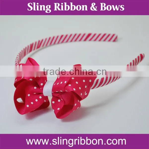 Dots Printed Ribbon Bow Headband For Kids