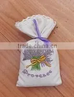 cotton linen gift packing bags with pvc window and greek oil designs embroidery