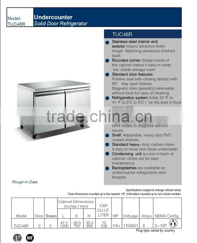 Undercounter refrigerator, New design, Hi-Quality, Best Price_TUC48R