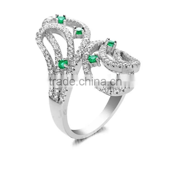 Wholesale 925 italian silver ring emerald ring with cubic zirconia ring