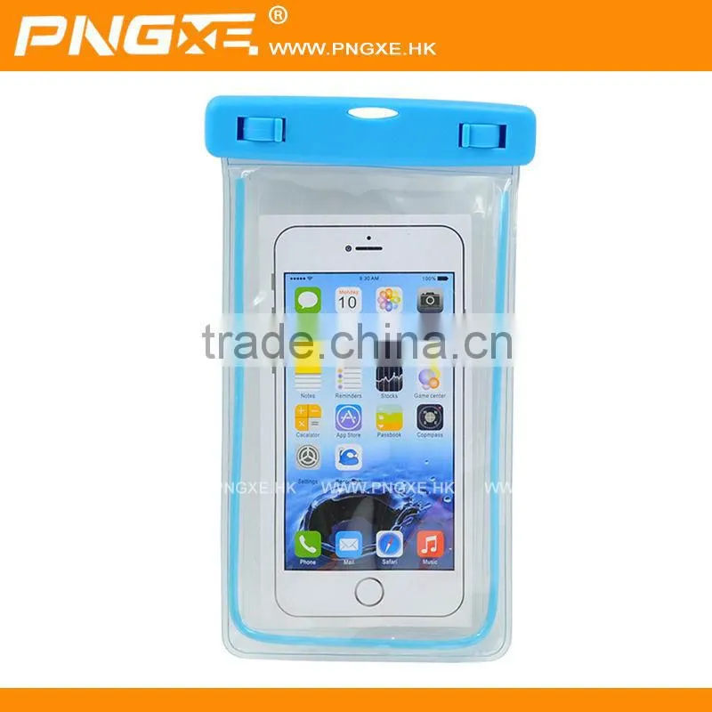 2015 new design 6m deepth available eco-friendly pvc waterproof cell phone bag with rope