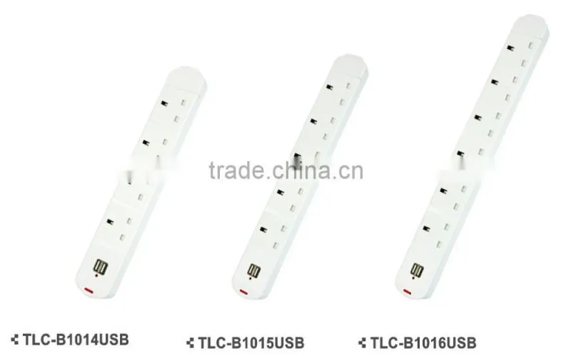UK power strip with swithch and USB