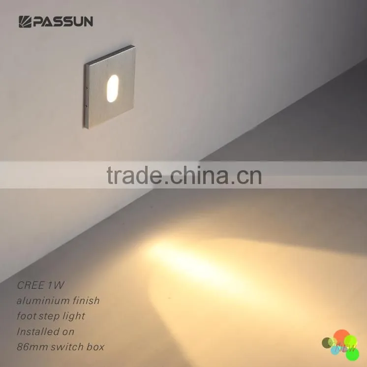 square shape anodized cilver led step lights 1w