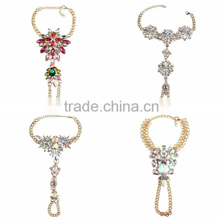 Crystal foot hand chain jewelry barefoot sandals anklet with toe ring