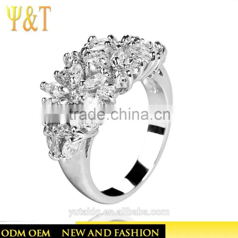 Jingli Jewelry Diamond Flower Shaped Silver Ring For Women (YJ-402)