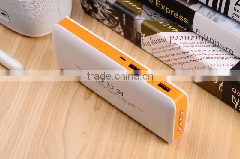 Three USB Socket port 2015 New Arrival CE Fashion Portable 15000mah Mobile Power Bank with led light