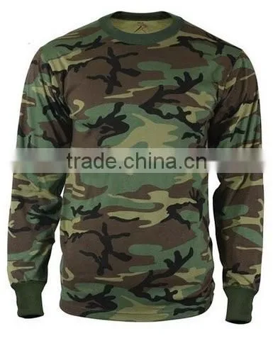 Wholesale china factory long sleeve woodland camo t-shirt