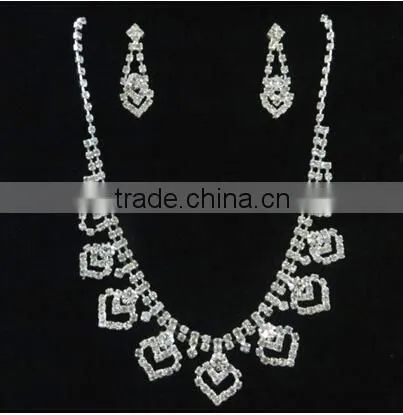 Silver Plated Wedding Jewelry Set 2016 New Women Bridal Jewelry Set Hot Wholesale Rhinestone Necklace Earring Set