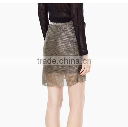 Elastic Waistband Mini skirts Golden Foil Printing Sexy Wrap Skirts For Women