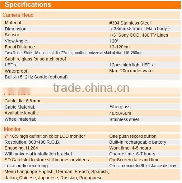 Diagnostic Tools of Drain/Sewer Pipe Inspection Camera System