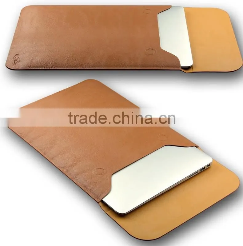 Hot PU Leather Laptop Sleeve Case For MacBook Air 11",AIR 13",Retina 12,13.3,15.4 inch,Envelope Bag