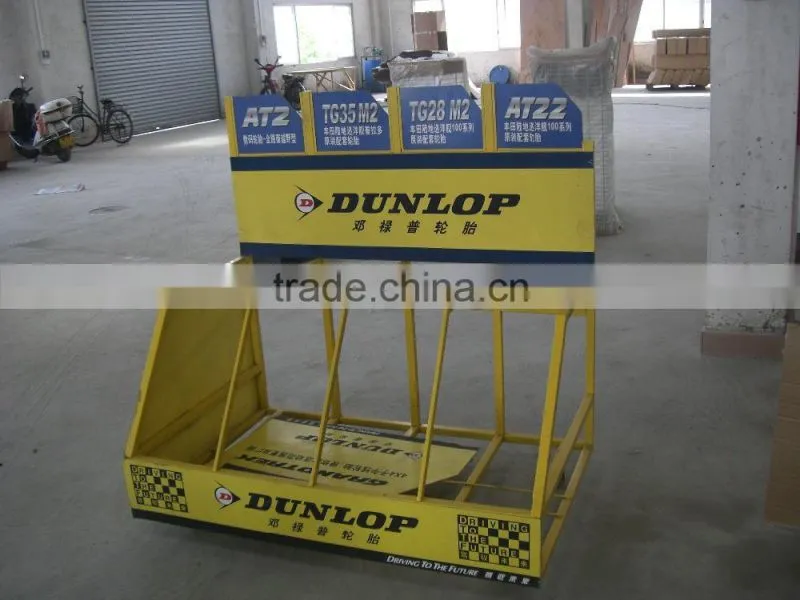 Tyre display rack/heavy duty 2 tier metal wheel rim display rack/ring display stand