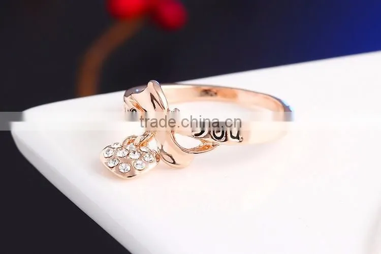 O rings jewelly fashion crystal heart love letter ring