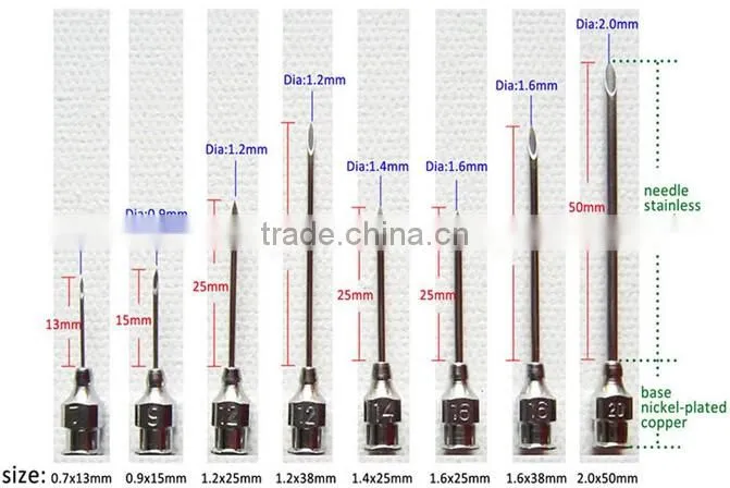12pcs Stainless Steel Syringe Needle Livestock Chicken Sheep Hog Cattle 8 sizes