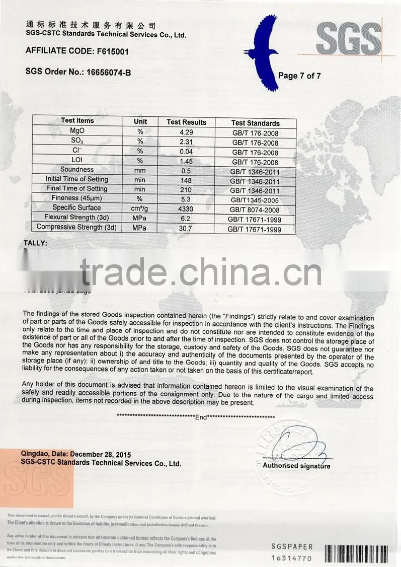 Hot sale cheap price portland cement 32.5 /42.5 /52.5 /clinker /fly ash /slag powder