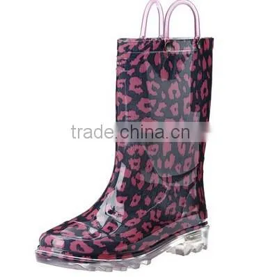2017 Ladies Fashion PVC Rain Boots With Transparent Sole