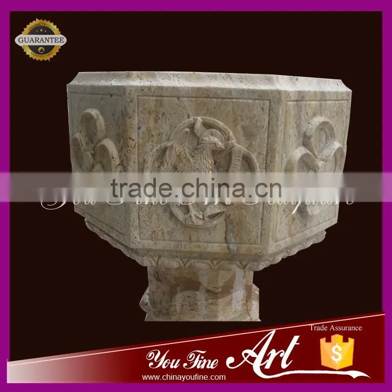 hand carved natural stone baptism statues