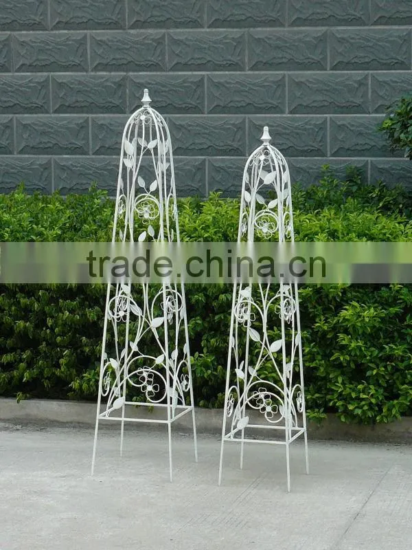 Classical Antique White Ecofriendly Wrought Irons Powder Coated Small Garden Planter Trellis
