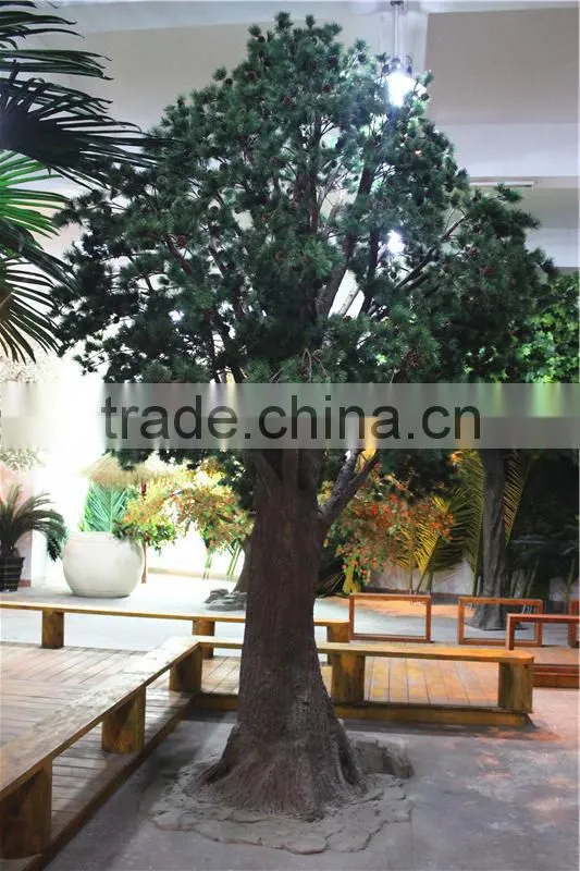 Home garden decoration 100cm to 1000cm Height artificial indoor live plastic ficus red with green big maple tree EZLS05 1011