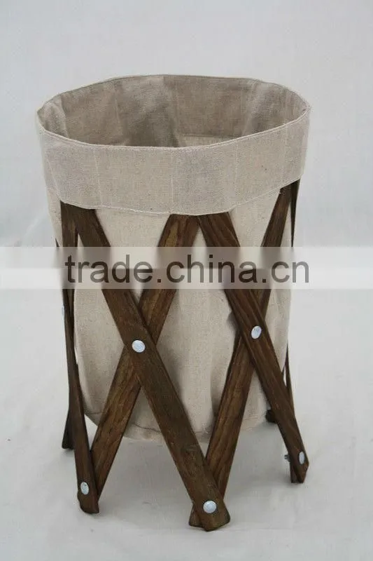Wood laundry hamper fold