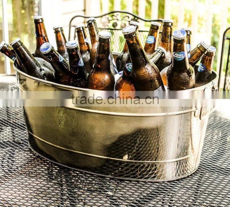 Vintage Large capacity galvanized metal oval party tub ice bucket drink beer cooler