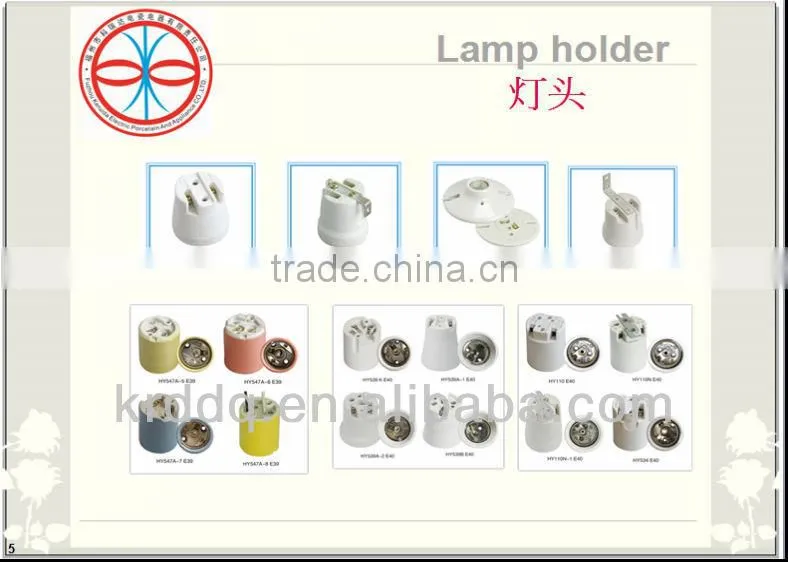 F519 E27 ceramic lamp holder with red and blue silicon wire