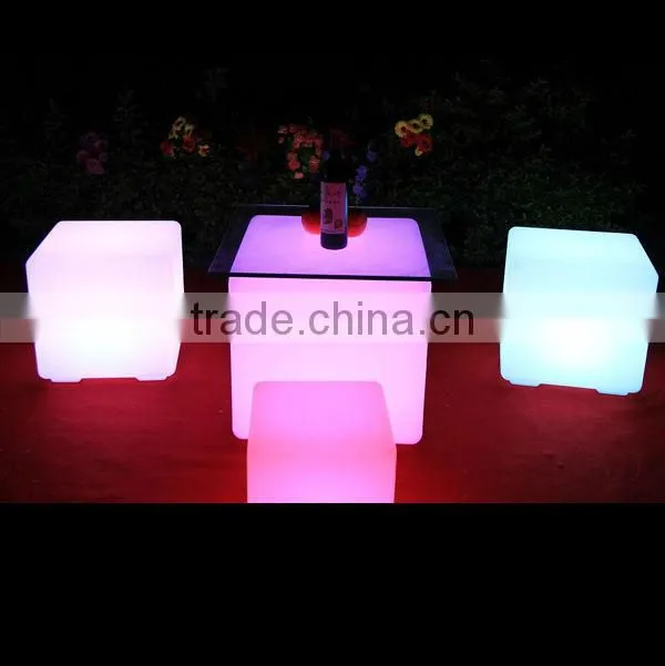 Modern popular 16 colors changing glowing led cube tables