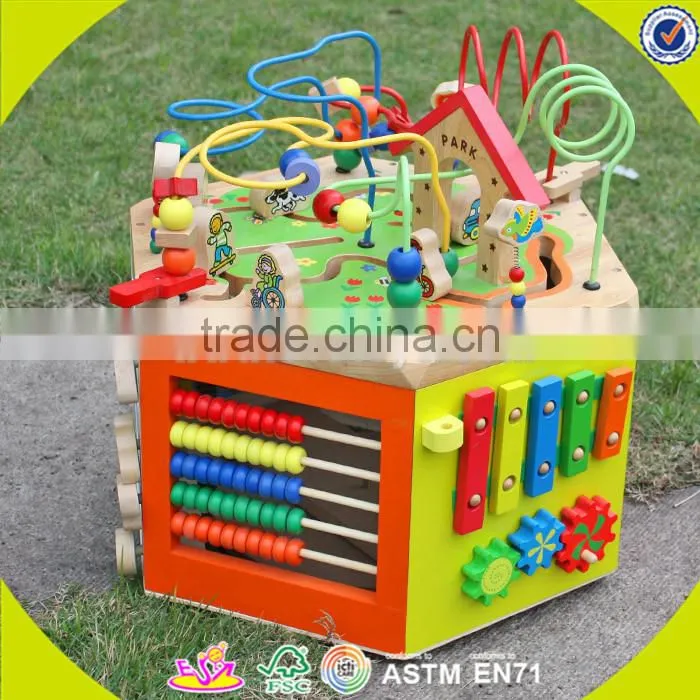 wholesale baby wooden cube beads toy, high quality kids wooden cube beads toy, hottest wooden cube beads toy W11B058