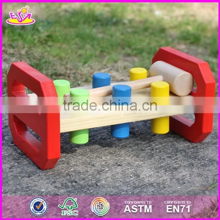 2017 new design baby funny toy wooden pound a peg W11G036
