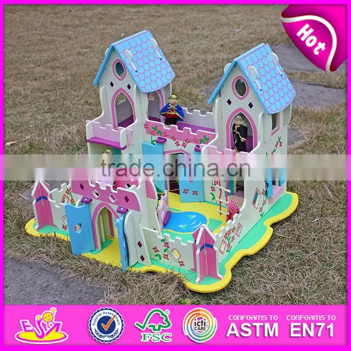 Top fashion kids pretend indoor wooden castle W06A001-S